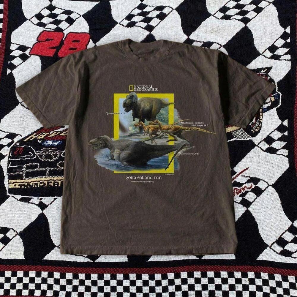 Brown National Geographic T-Shirt Featuring Dinosaurs